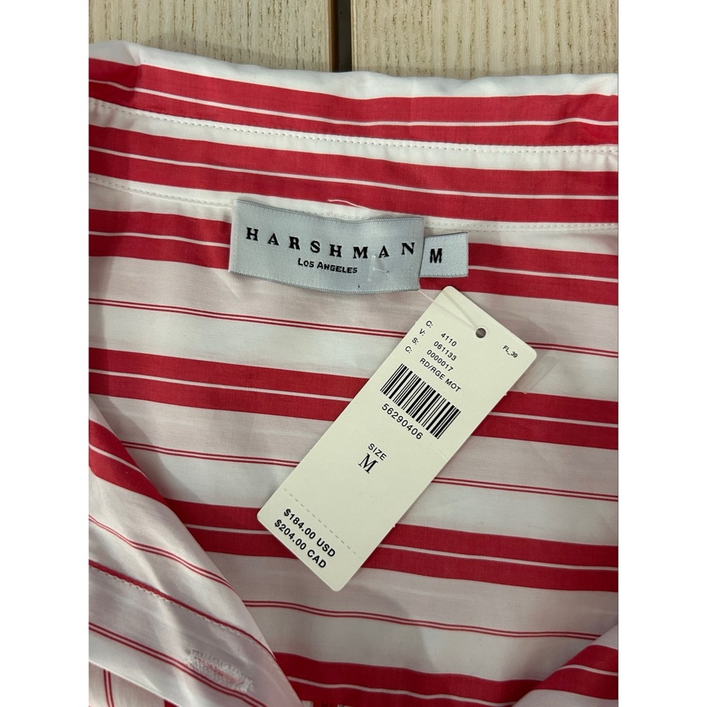 Anthropologie Harshman Woman’s COOPER Button up SHIRT Medium Red White striped - Picture 4 of 6